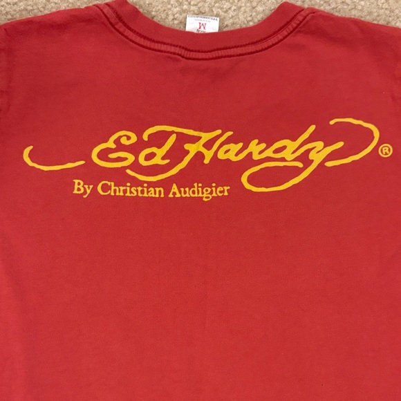 Ed Hardy Red Tee with Multicolor Tiger Graphics - Picture 6 of 6